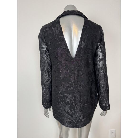 BCBG Bolero Blazer Metallic Sheer Open Front Jacket Party Chic NWT - Picture 3 of 9